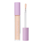 Tower 28 Beauty Swipe Serum Concealer in the shade 4.0 DTLA, shown with the tube standing upright next to the open applicator wand to reveal the product. [4.0 DTLA]